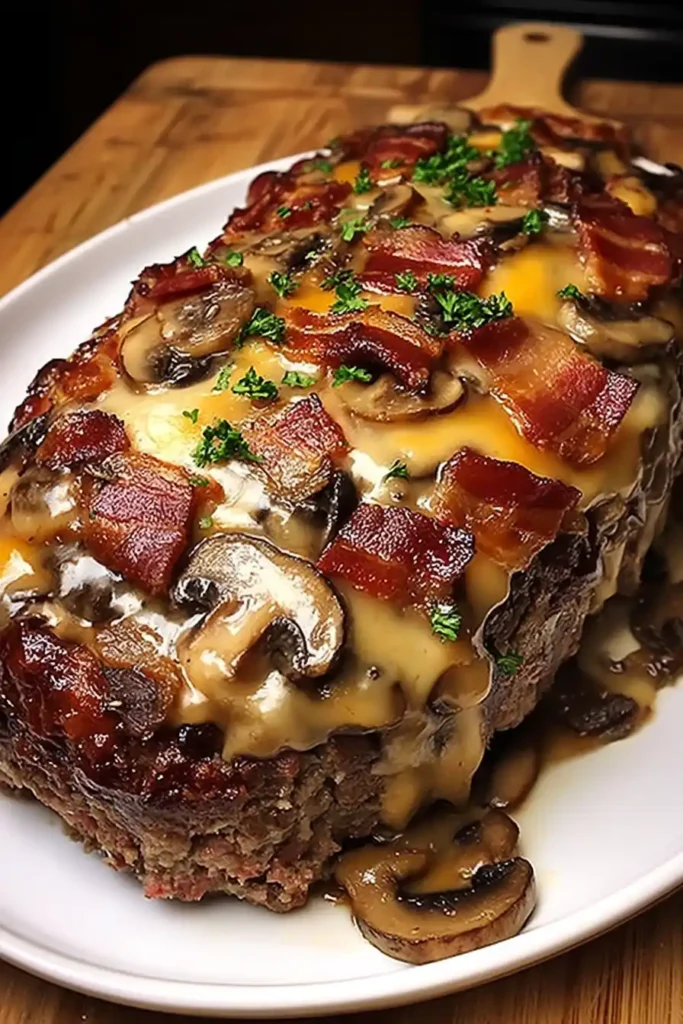 Swiss Bacon Mushroom Meatloaf