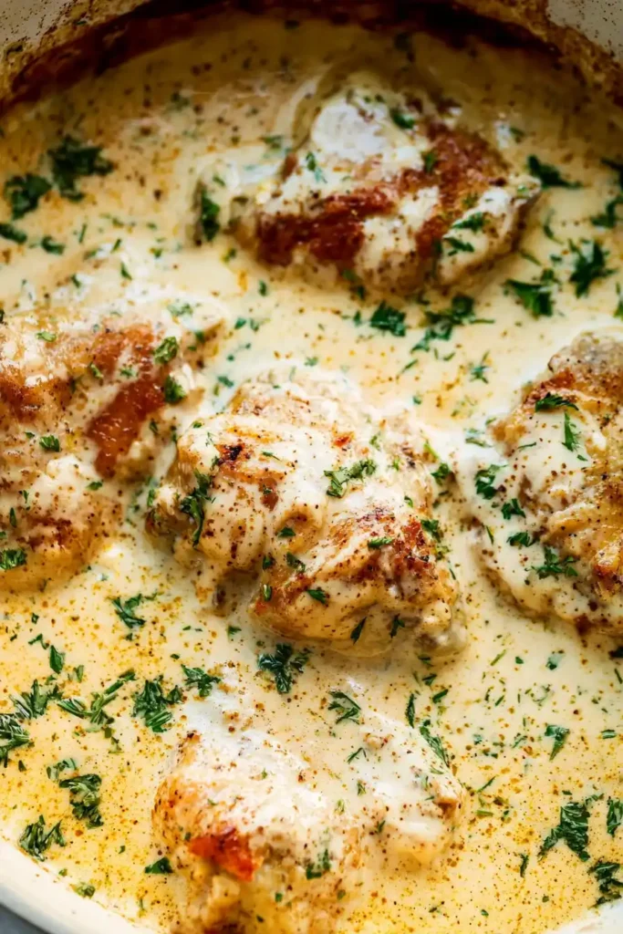 Creamy Oven Baked Chicken Thighs