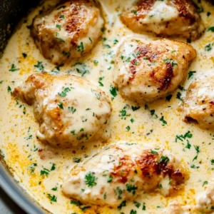 Creamy Oven Baked Chicken Thighs