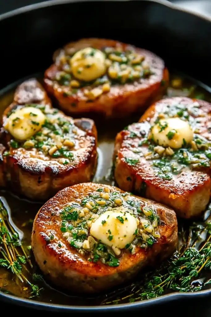 Garlic Butter Pan Seared Pork Chops