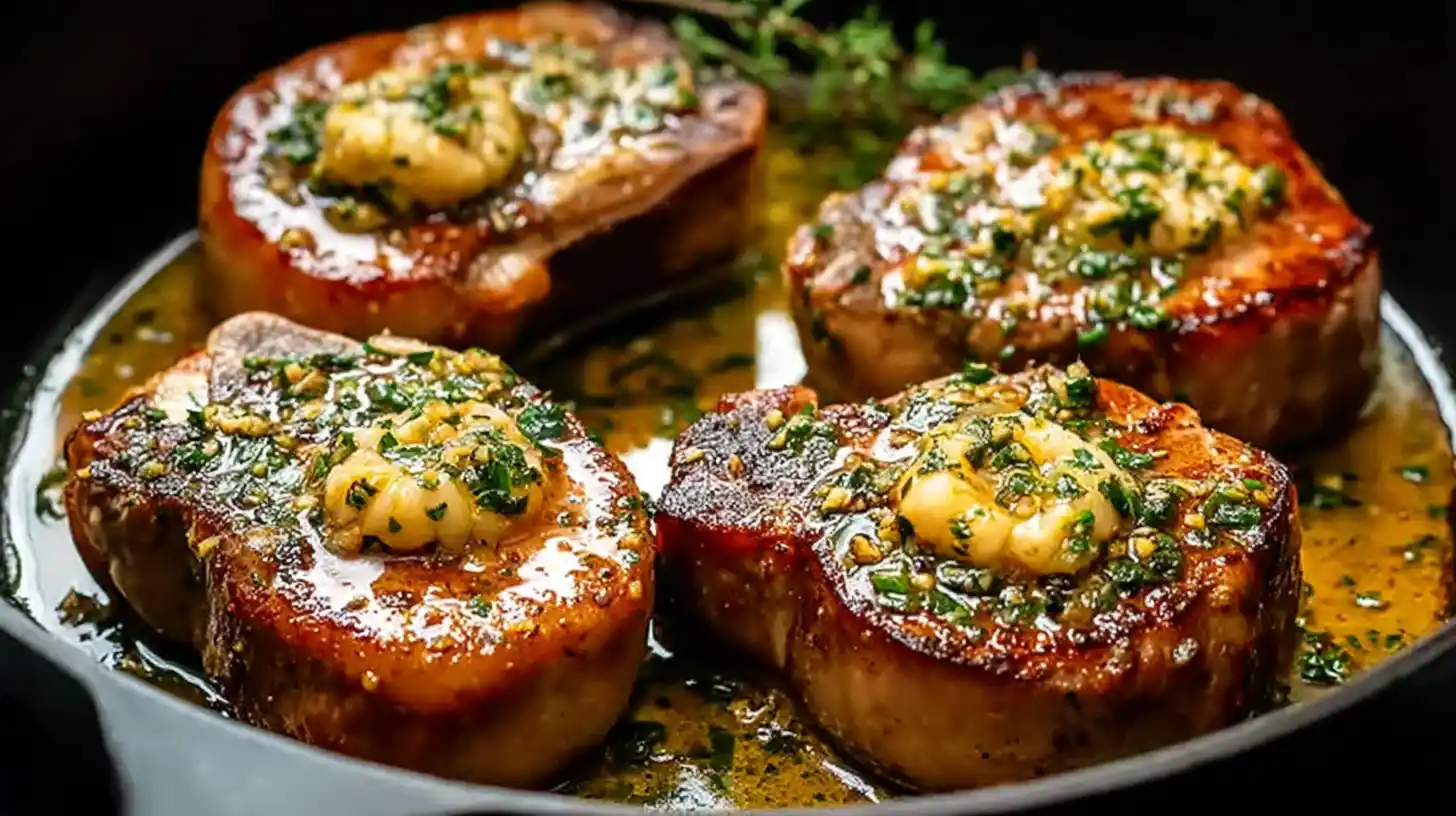 Garlic Butter Pan Seared Pork Chops