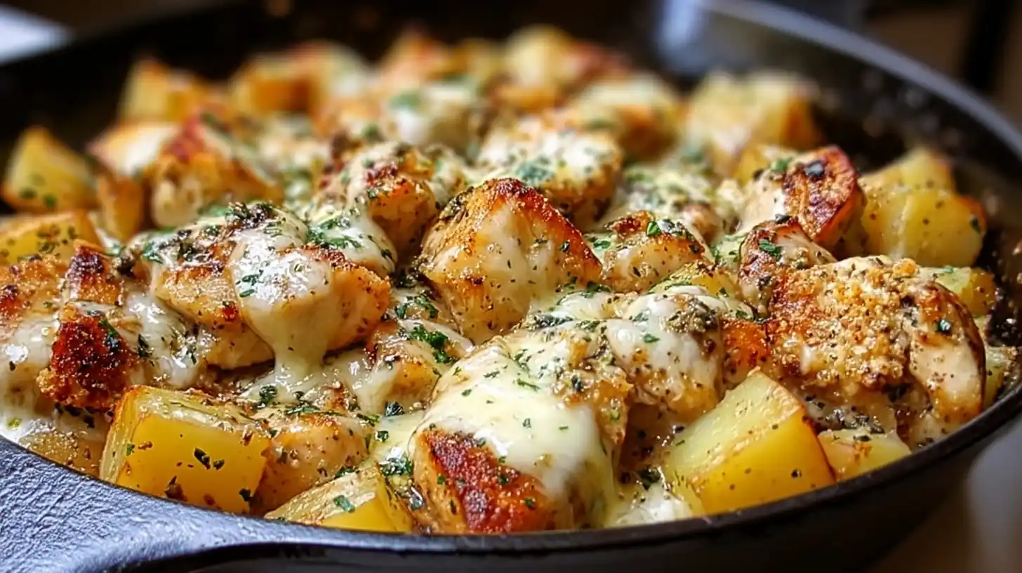 Garlic Parmesan Chicken and Potatoes Skillet