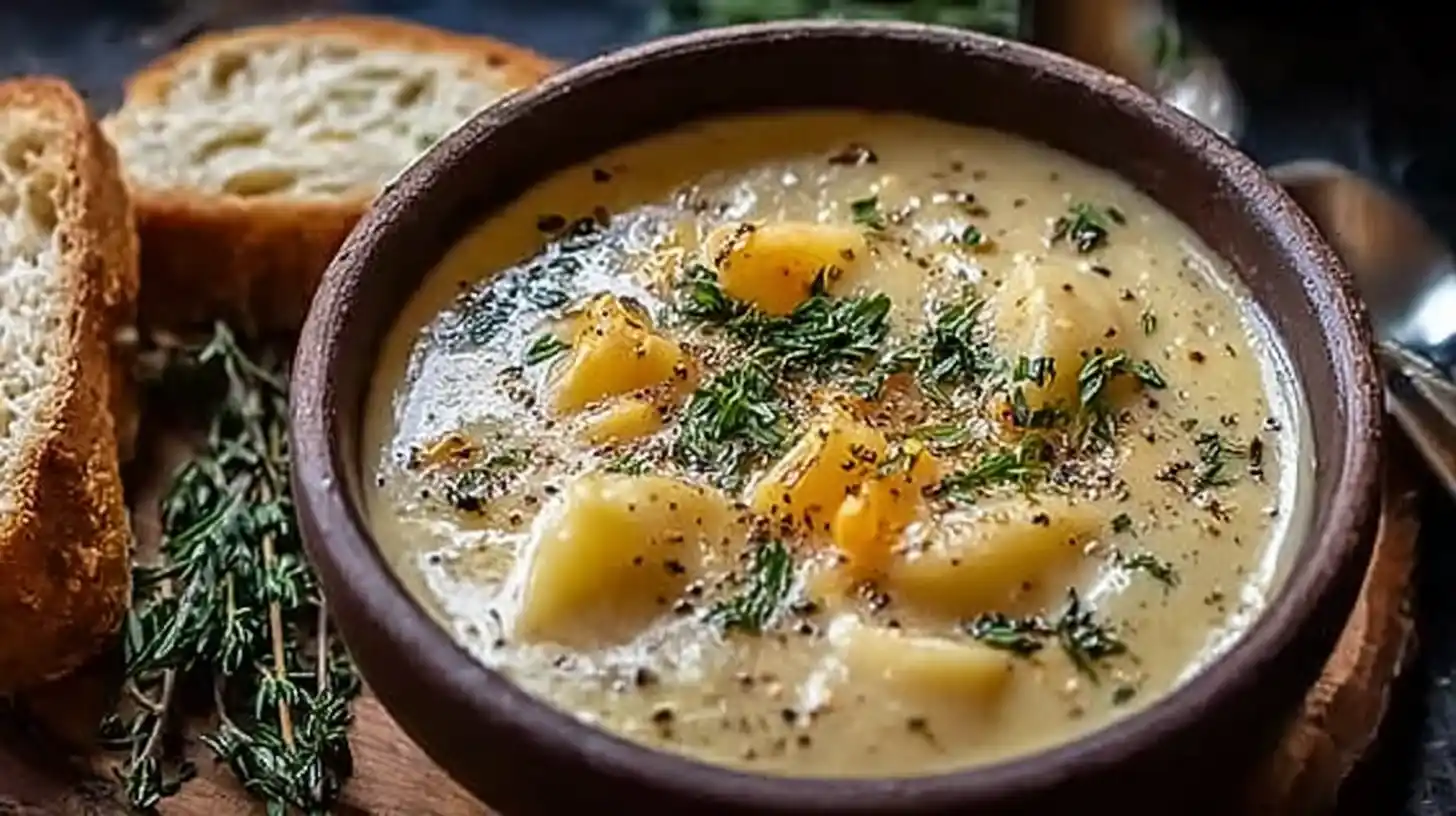 Hearty Cheddar Garlic Herb Potato Soup Recipe
