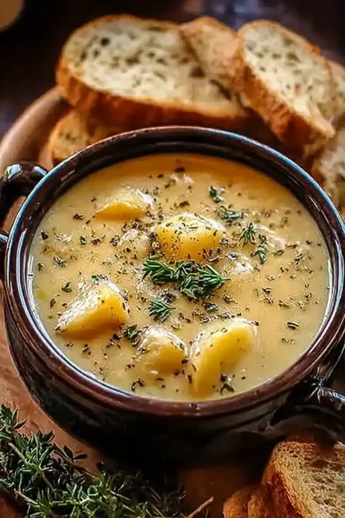 Hearty Cheddar Garlic Herb Potato Soup Recipe