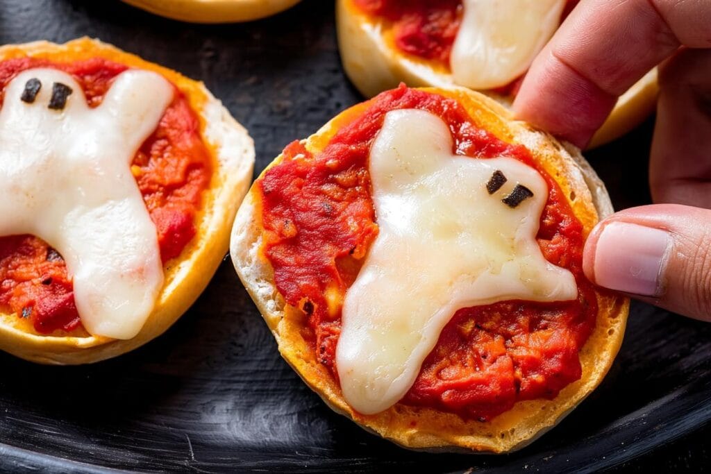 Ghost Pizza Bagels halloween treats