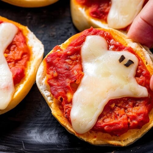 Ghost Pizza Bagels halloween treats
