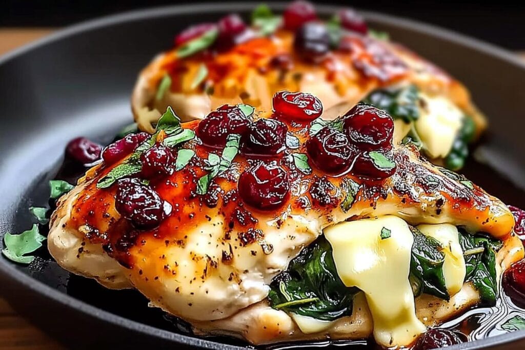Cranberry & Spinach Stuffed Chicken Breasts with Brie