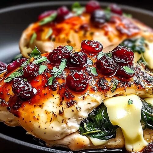 Cranberry & Spinach Stuffed Chicken Breasts with Brie