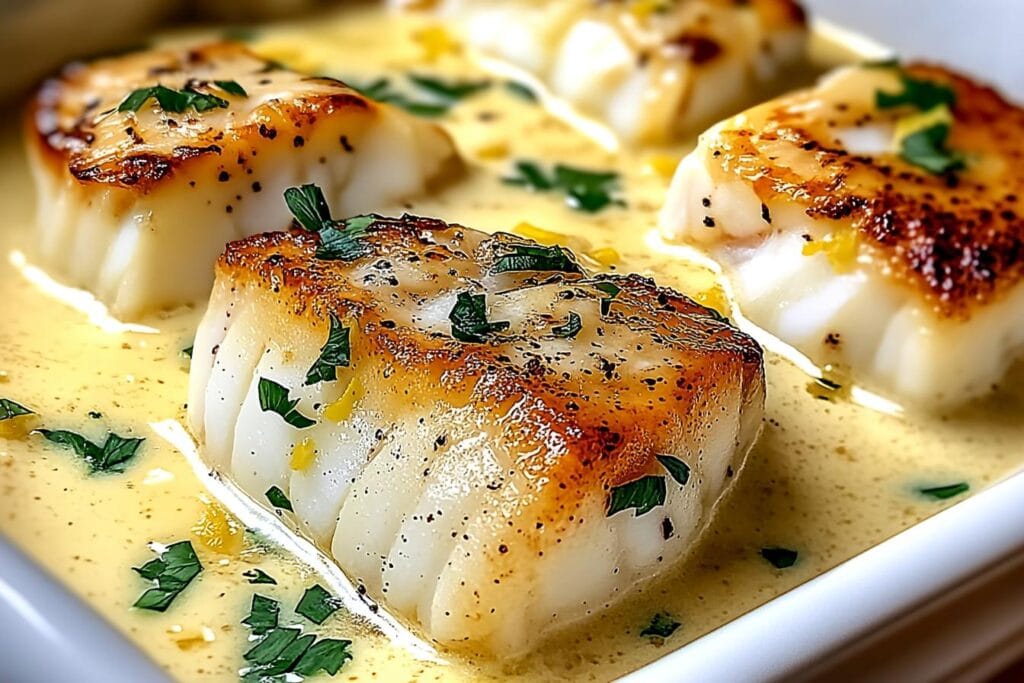 Baked Cod in Coconut Lemon Cream Sauce
