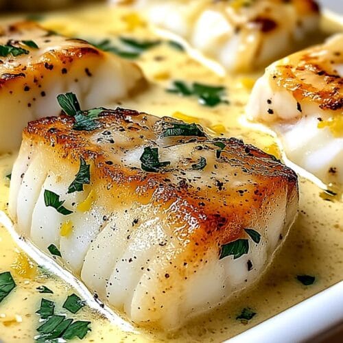 Baked Cod in Coconut Lemon Cream Sauce
