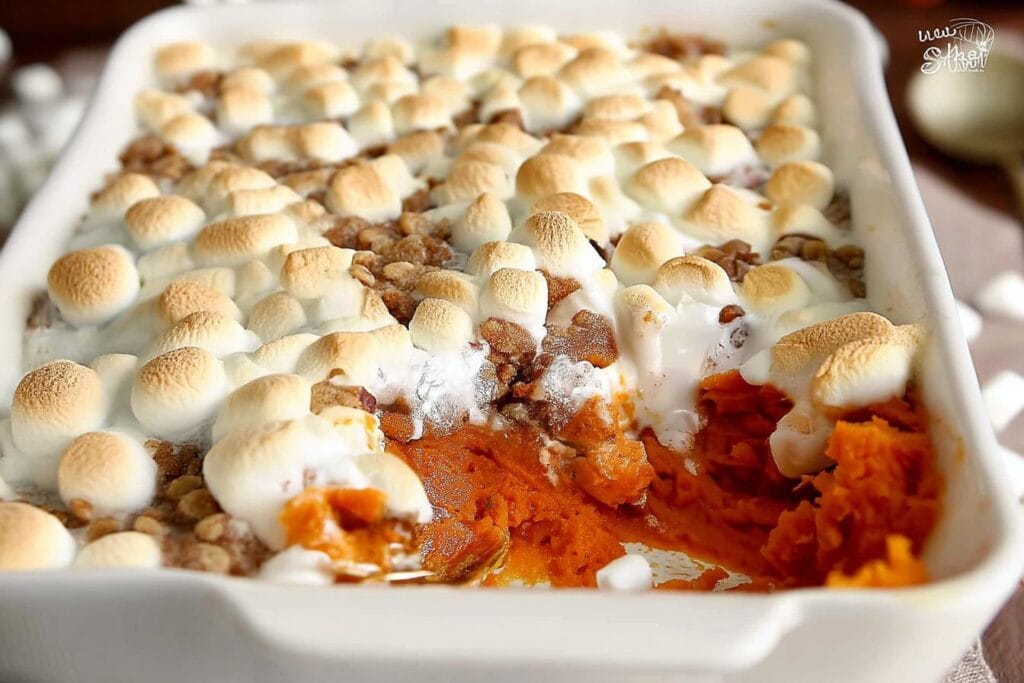 Sweet Potato Casserole with Marshmallows & Streusel