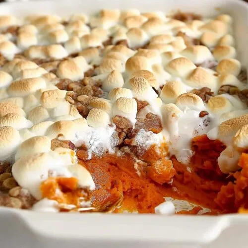 Sweet Potato Casserole with Marshmallows & Streusel