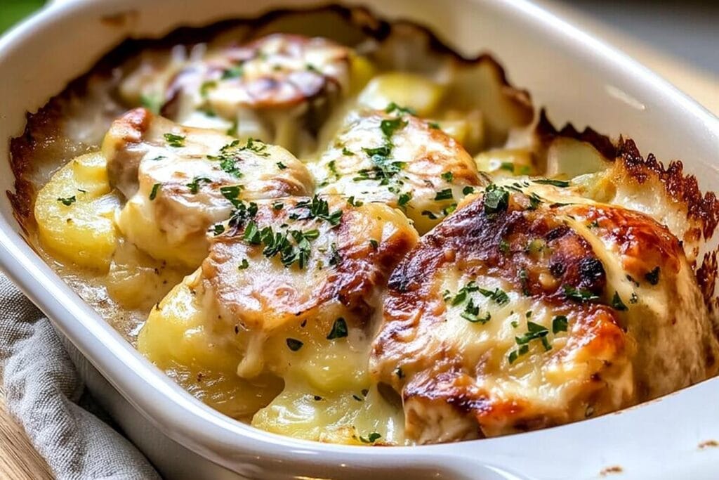 Smothered Pork Chop and Scalloped Potato Casserole