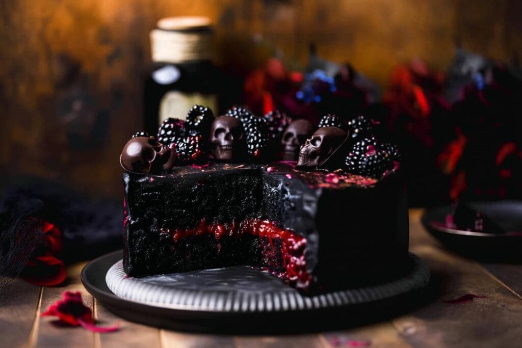 Spooky Black Velvet Halloween Cake