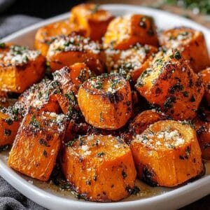 Garlic Parmesan Roasted Sweet Potatoes