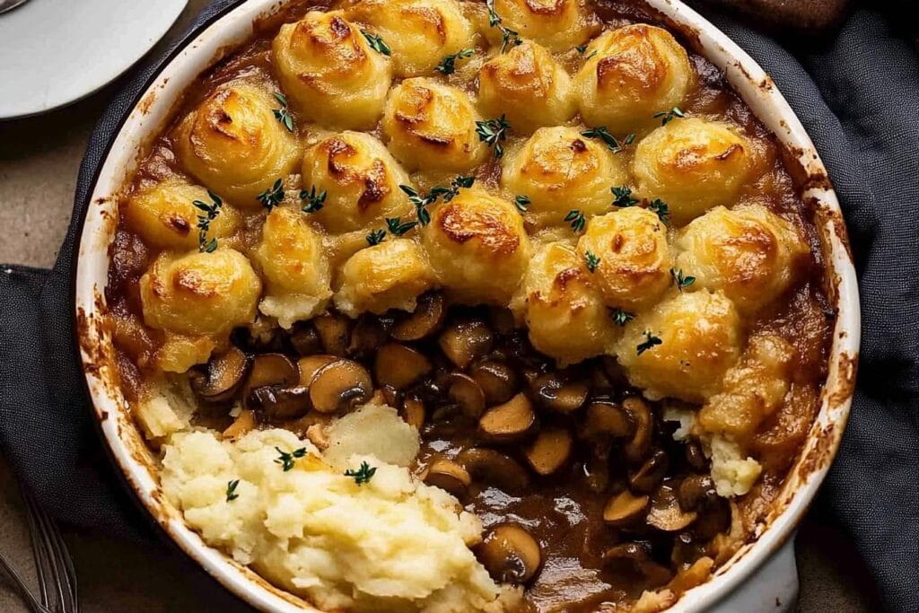 Chicken Mushroom Pie with Duchess Potato