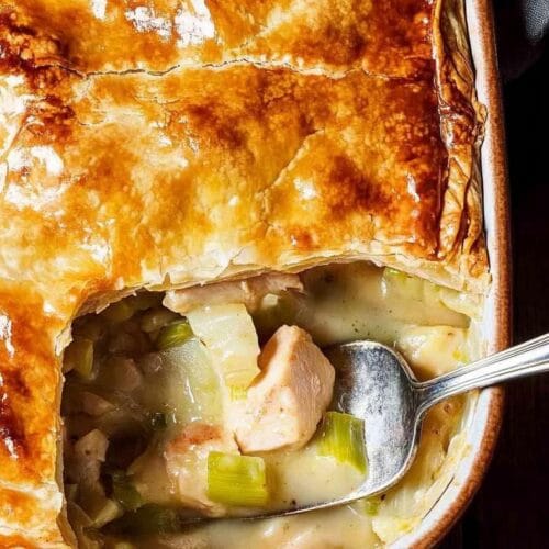Chicken and leek pie