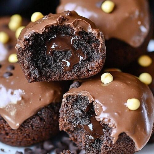 Brownie bites stuffed with Nutella
