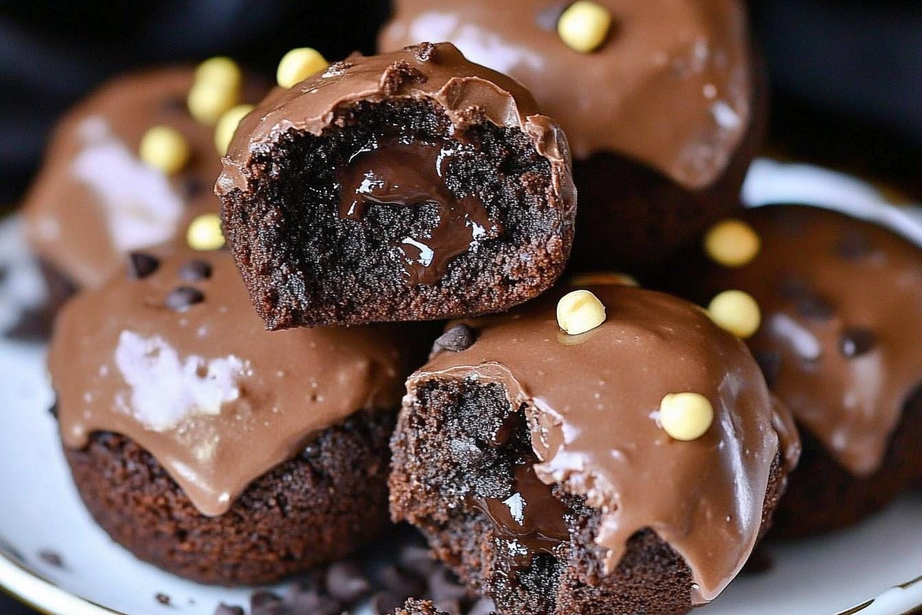 Brownie bites stuffed with Nutella