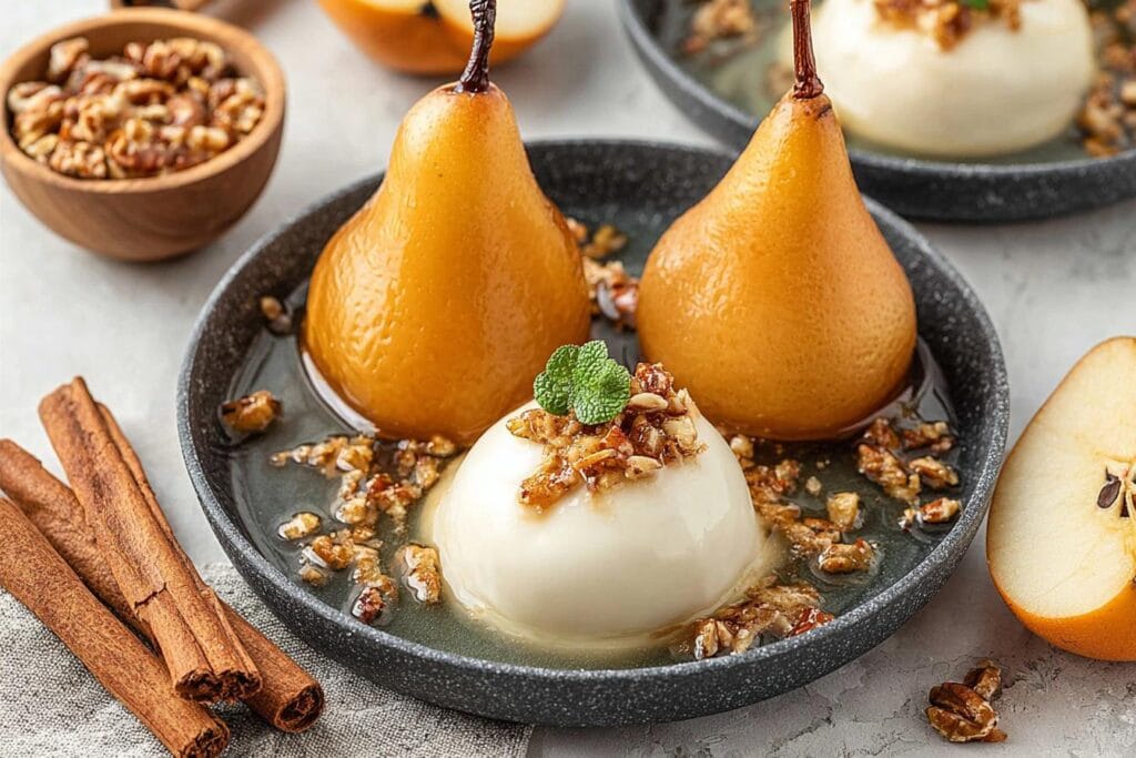 Vanilla Bourbon Poached Pears