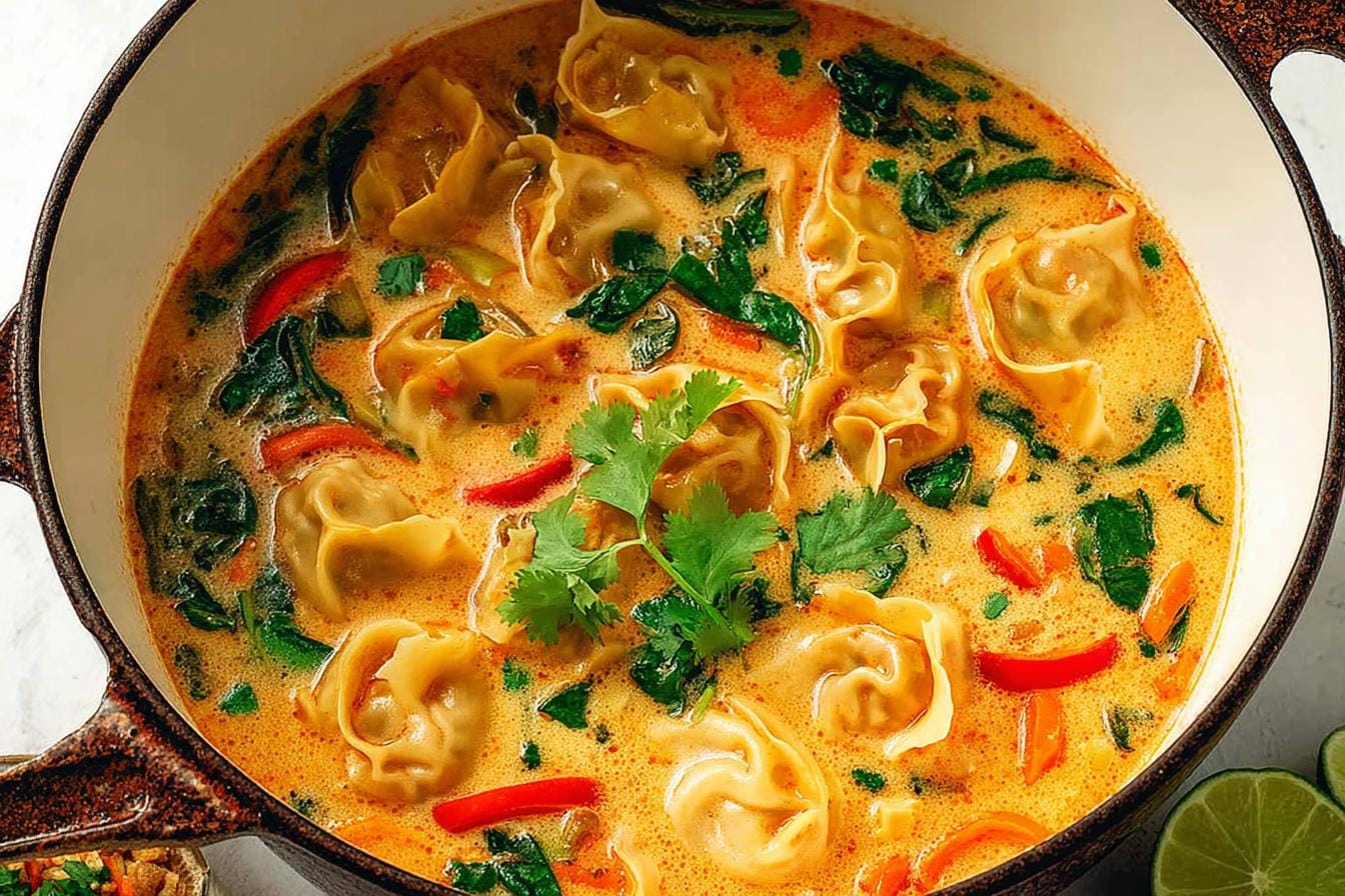 Red Curry Pot Sticker Soup