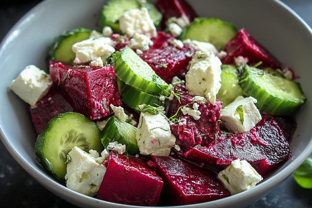 Beet Salad Recipe with Feta and Cucumbers