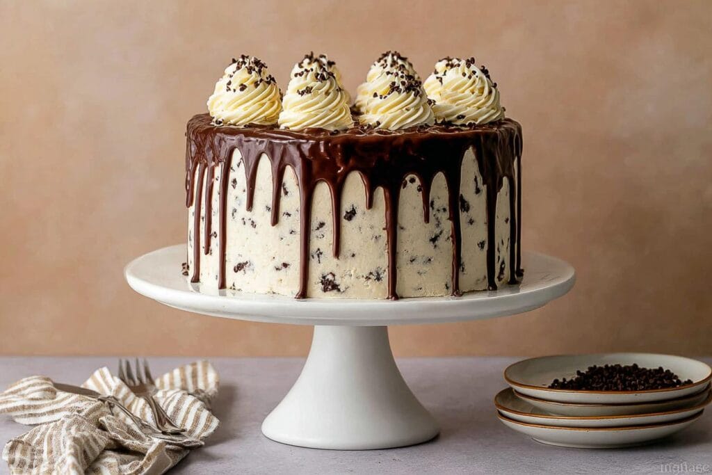 Chocolate Chip Cake with Ganache Drip