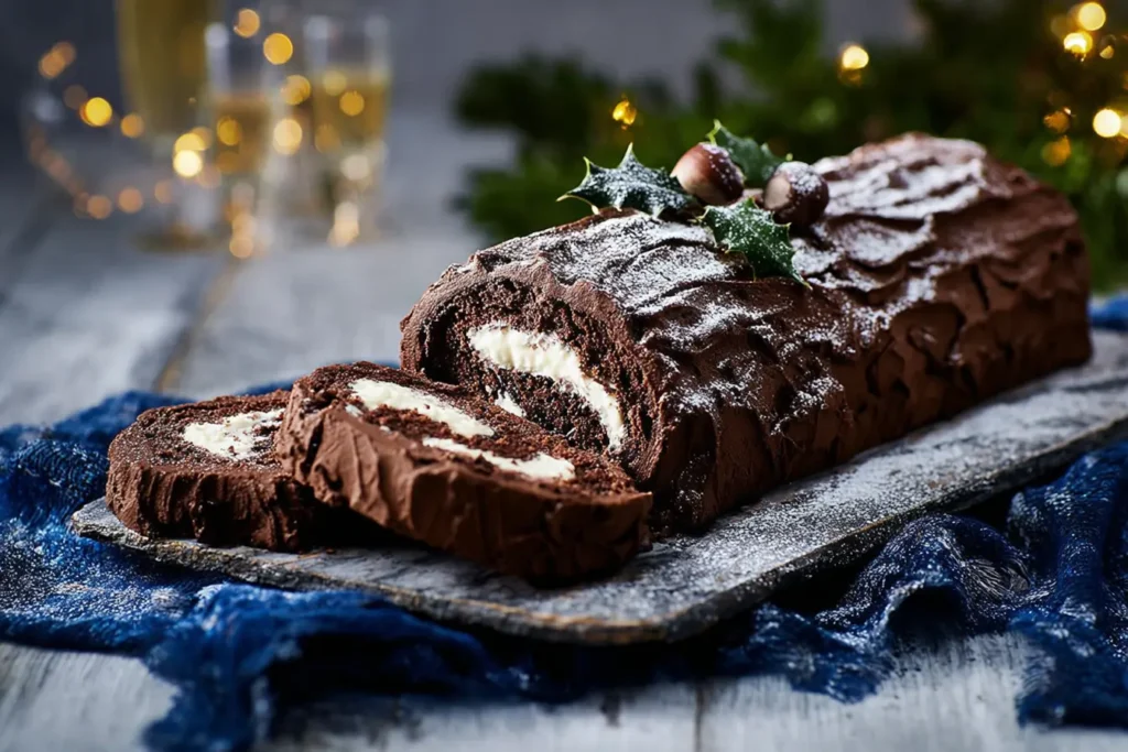 Chocolate and chestnut Christmas log
