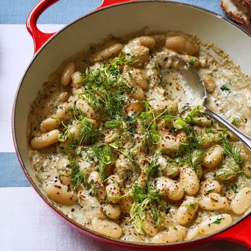 Creamy white beans with tahini, oregano and cumin