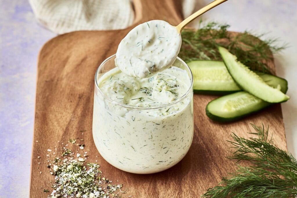 Healthy Dill Pickle Cottage Cheese Ranch