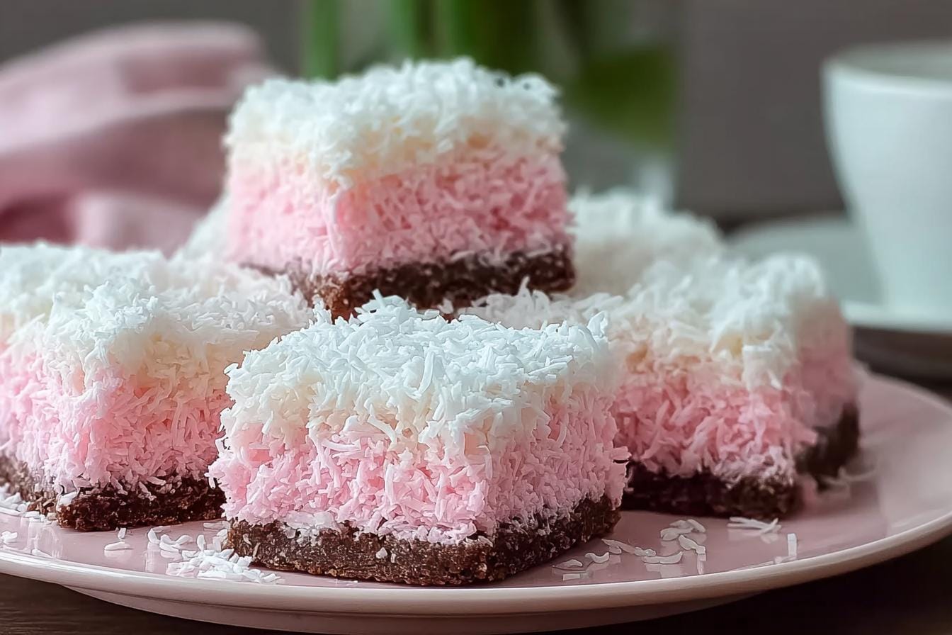 Pink Coconut Snowball Cake Bars