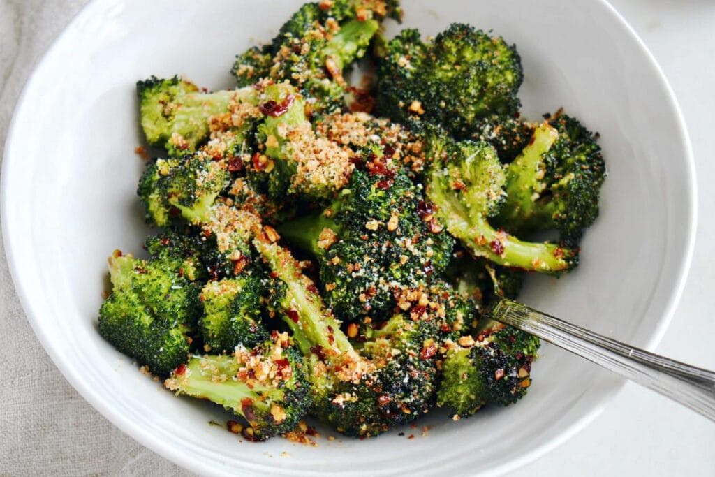 Roasted Broccoli with Chili Garlic Oil and Parmesan