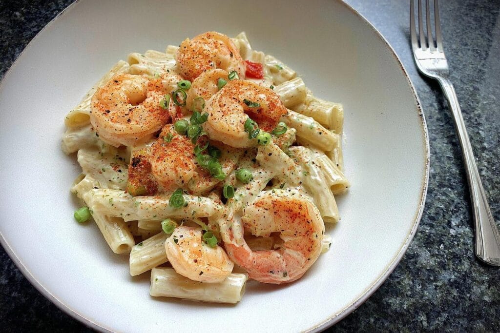 Valentines Day Creamy Garlic Shrimp Pasta