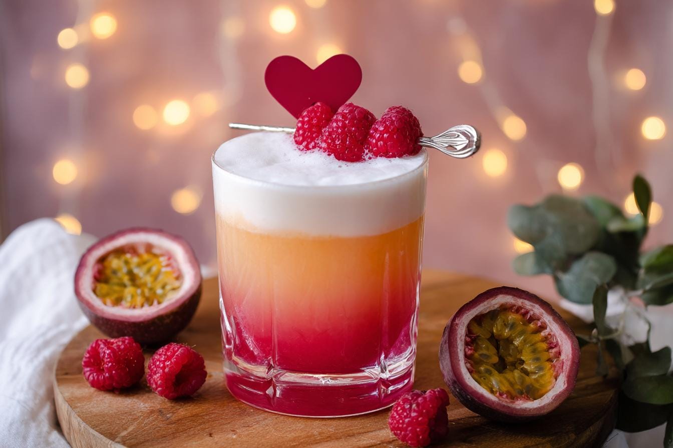 Valentines Day Raspberry Passionfruit Tequila Sour
