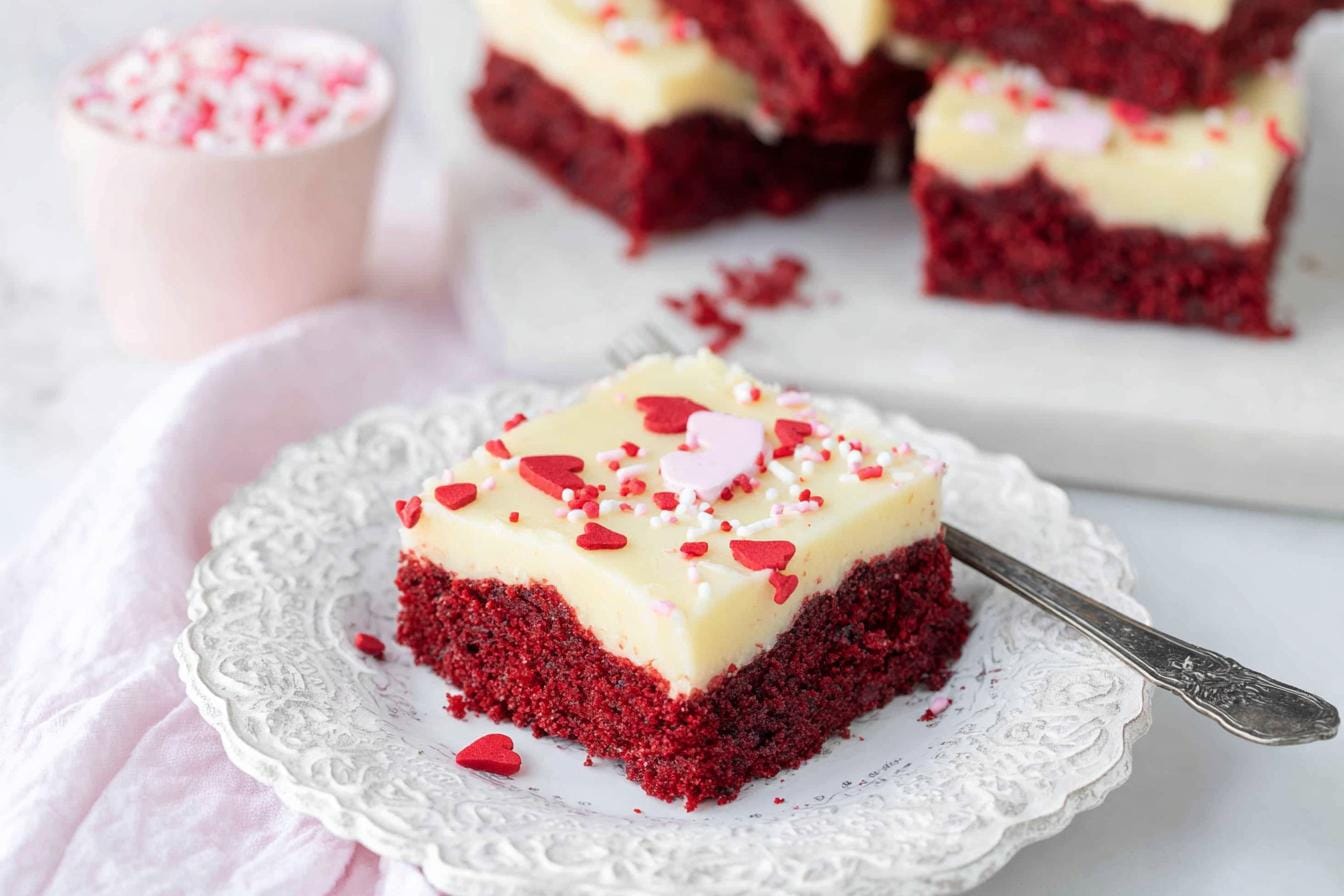 Valentines Day Red Velvet Cookie Bars