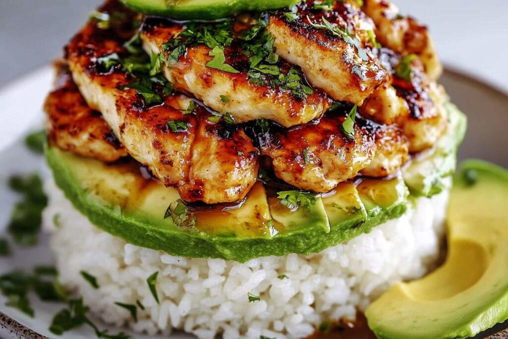 Honey Lime Chicken & Avocado Rice Stack