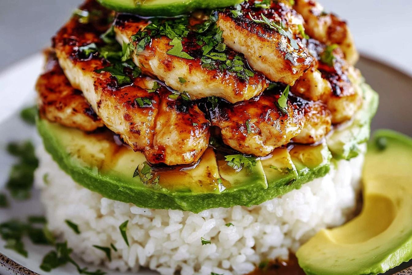 Honey Lime Chicken & Avocado Rice Stack