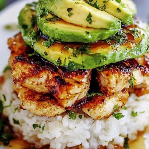 Honey Lime Chicken & Avocado Rice Stack