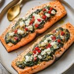 Healthy Baked Stuffed Salmon With Spinach & Feta