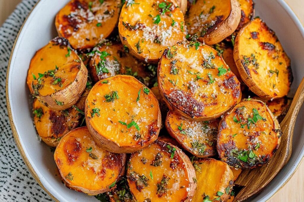 Parmesan Herb Air Fryer Sweet Potatoes