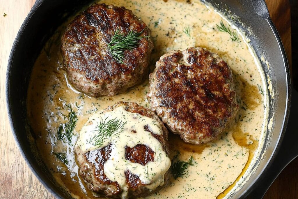 Hamburger Steaks in Creamy Dill Sauce