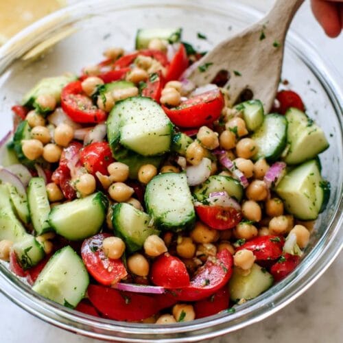 Chickpea Salad with Cucumbers and Tomatoes