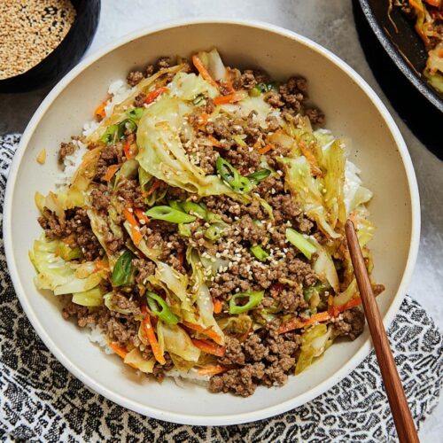 Easy Asian Ground Beef and Cabbage Stir Fry