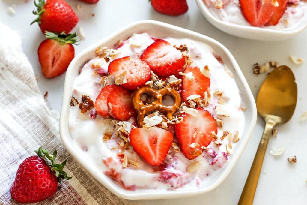 High-Protein Strawberry Pretzel Salad Bowl
