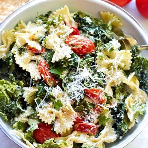 Kale Caesar Pasta Salad
