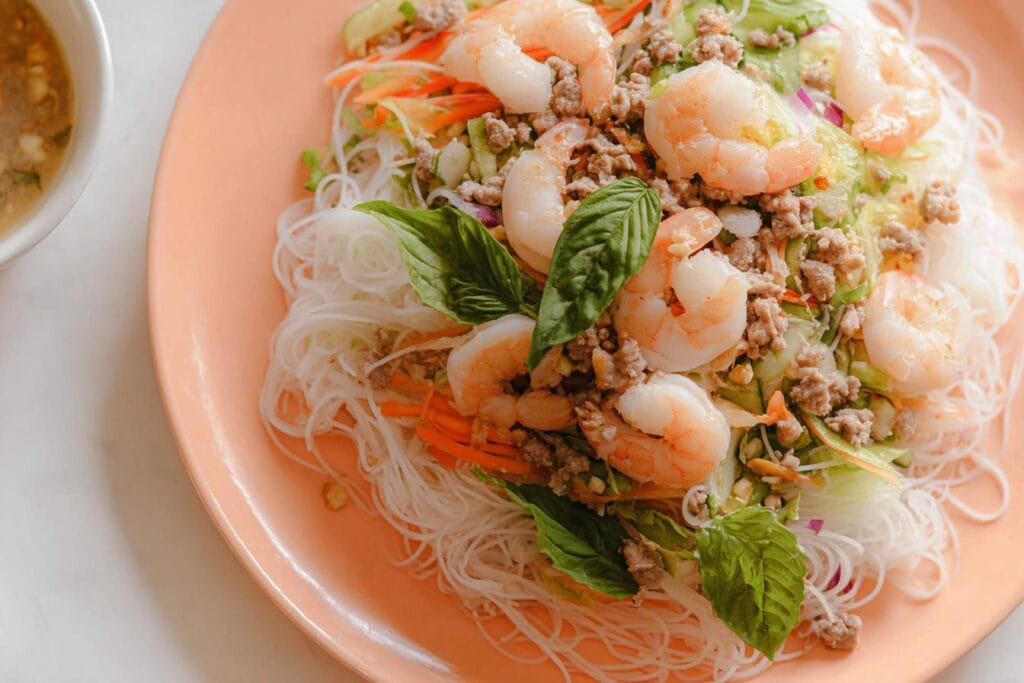 Shrimp Spring Roll Salad Recipe with Ginger Dressing