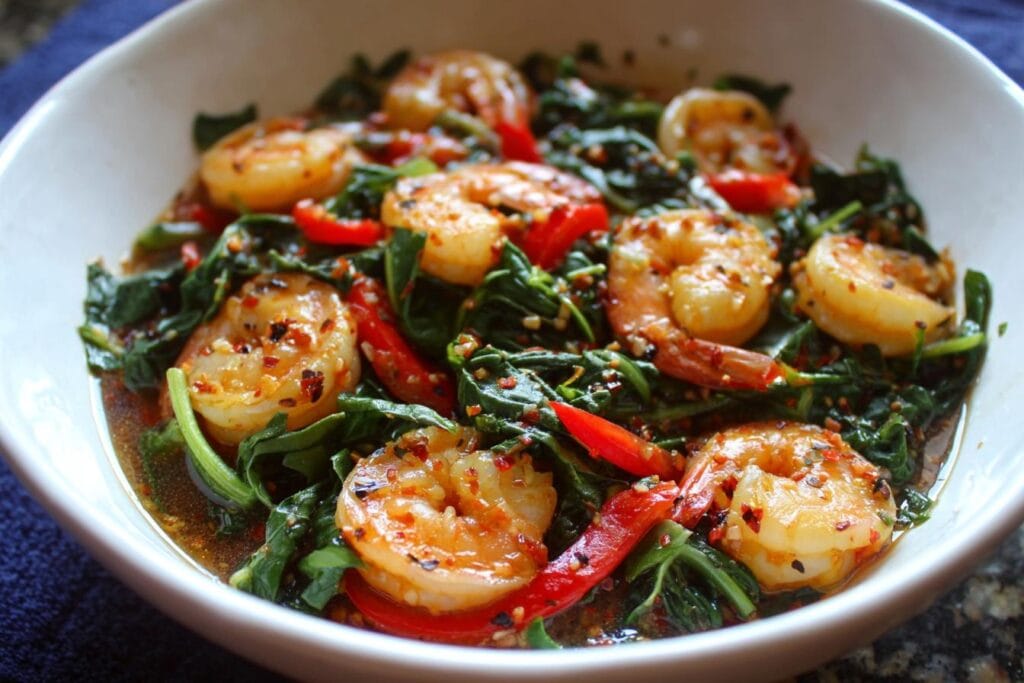 Spicy Garlic Shrimp and Swiss Chard Stir Fry