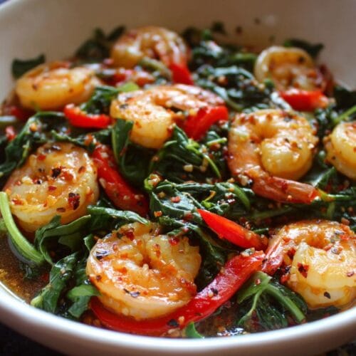 Spicy Garlic Shrimp and Swiss Chard Stir Fry
