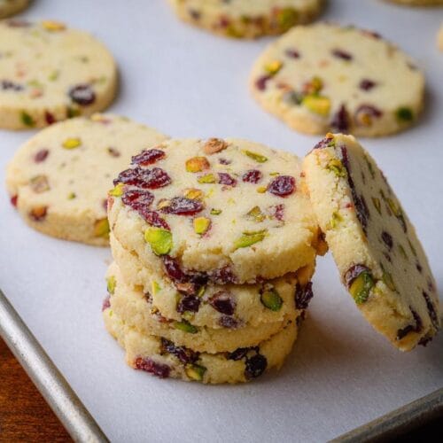 Cranberry Pistachio Shortbread Cookies