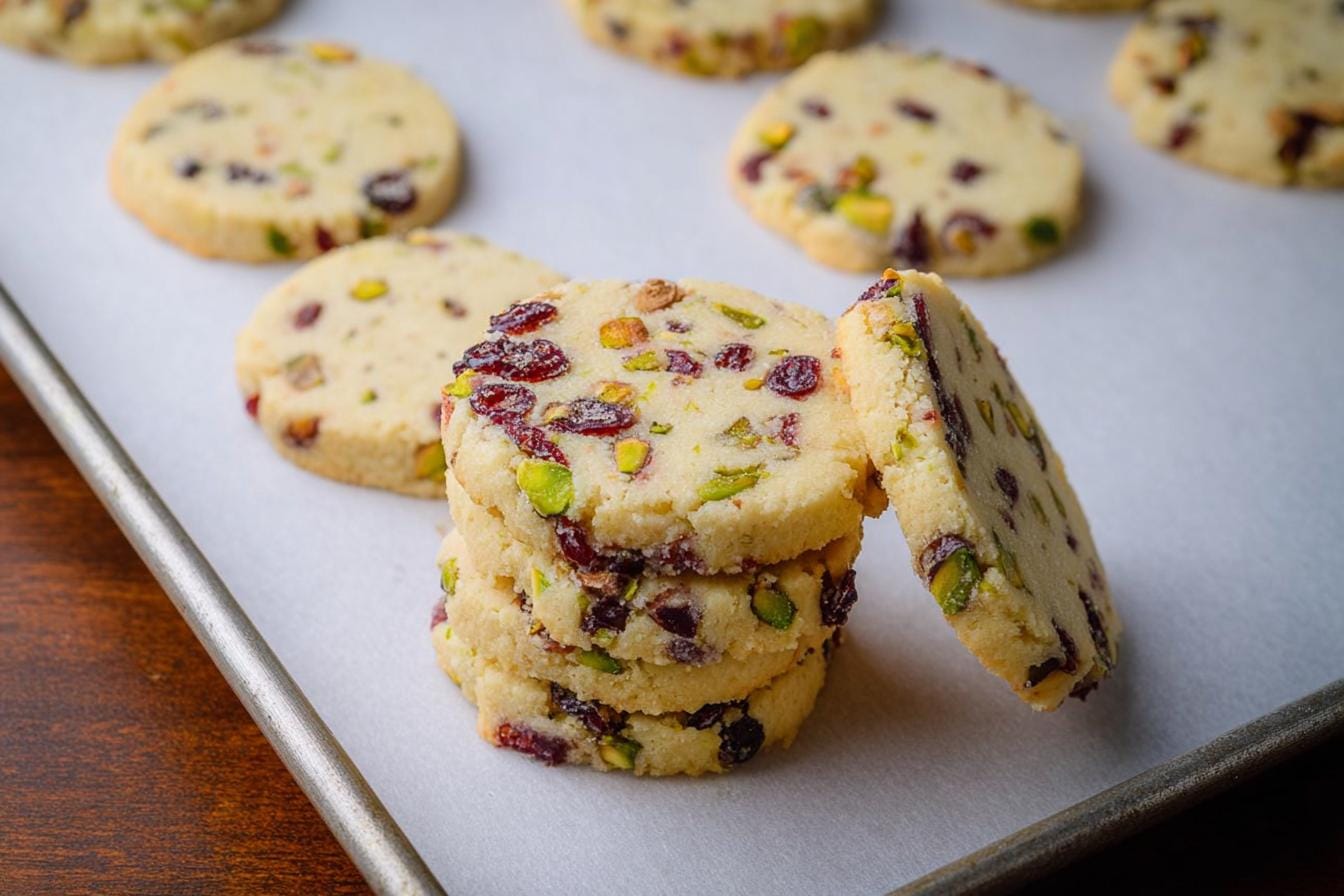 Cranberry Pistachio Shortbread Cookies